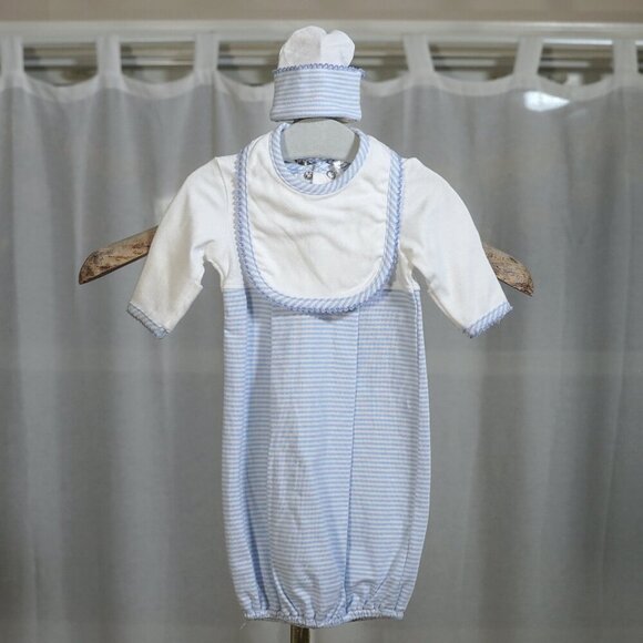 NWT Just Blanks Blue White Newborn Gown Set - Picture 1 of 8